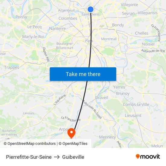 Pierrefitte-Sur-Seine to Guibeville map