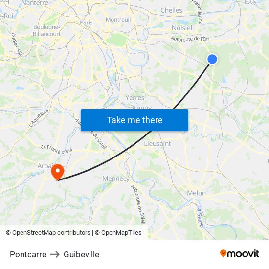 Pontcarre to Guibeville map