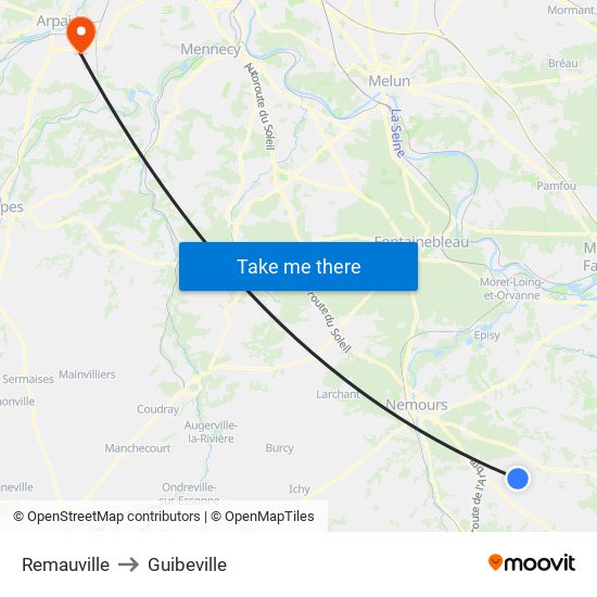 Remauville to Guibeville map