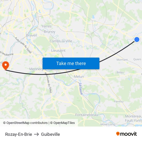 Rozay-En-Brie to Guibeville map