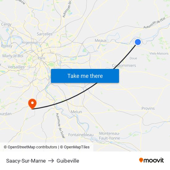 Saacy-Sur-Marne to Guibeville map
