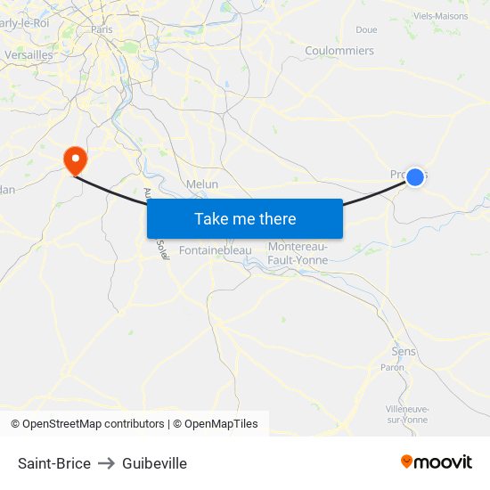 Saint-Brice to Guibeville map