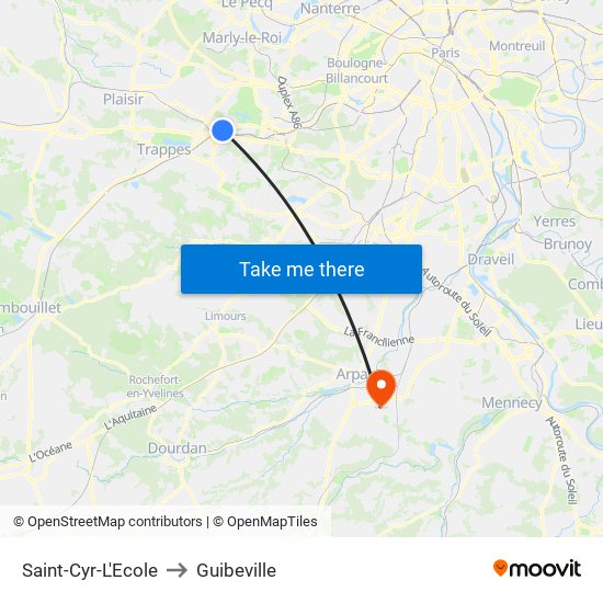 Saint-Cyr-L'Ecole to Guibeville map