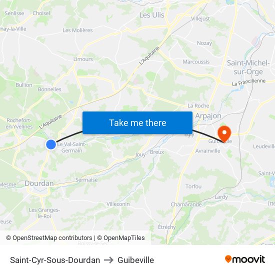 Saint-Cyr-Sous-Dourdan to Guibeville map
