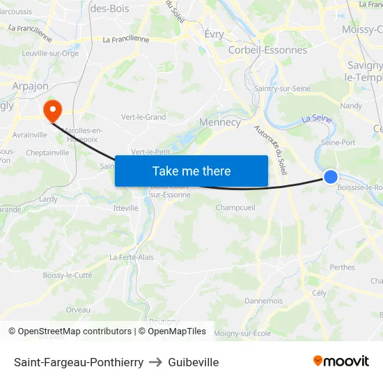 Saint-Fargeau-Ponthierry to Guibeville map