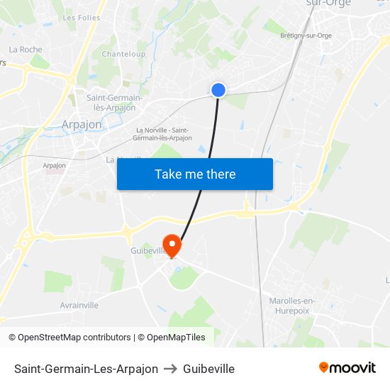 Saint-Germain-Les-Arpajon to Guibeville map