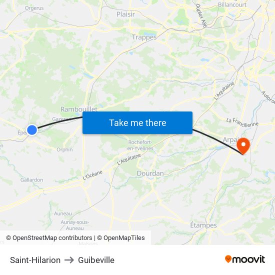 Saint-Hilarion to Guibeville map