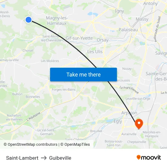 Saint-Lambert to Guibeville map