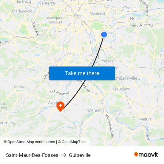 Saint-Maur-Des-Fosses to Guibeville map