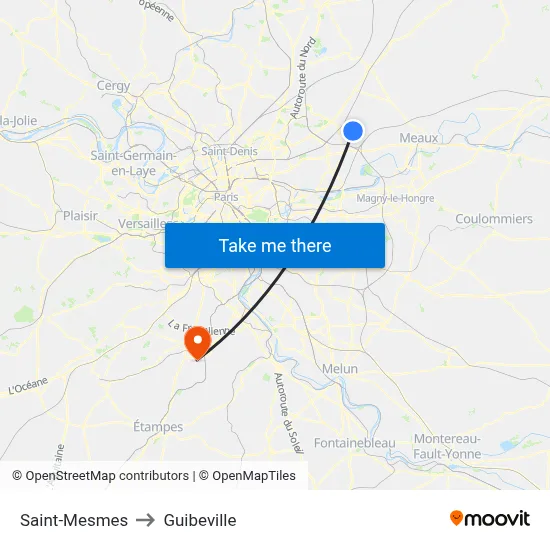 Saint-Mesmes to Guibeville map