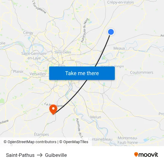 Saint-Pathus to Guibeville map