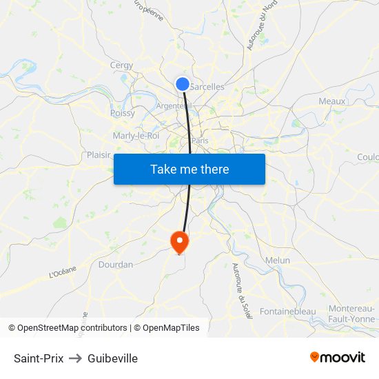 Saint-Prix to Guibeville map