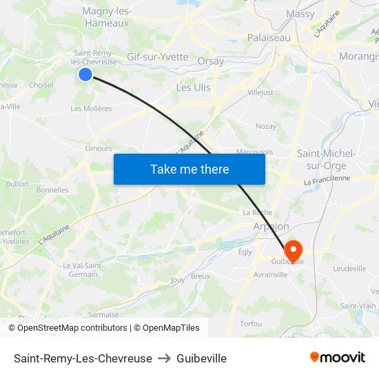 Saint-Remy-Les-Chevreuse to Guibeville map