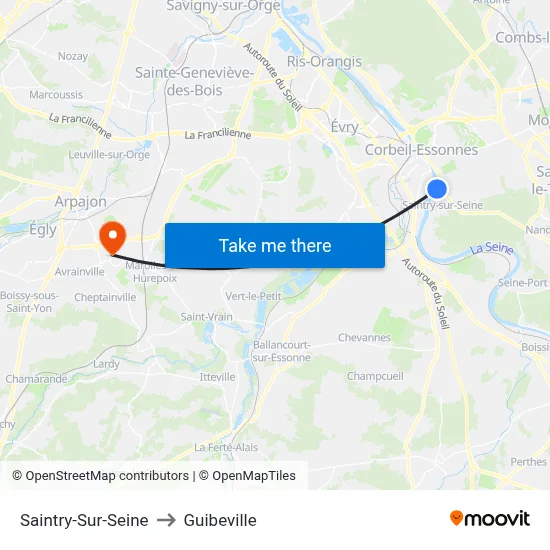 Saintry-Sur-Seine to Guibeville map