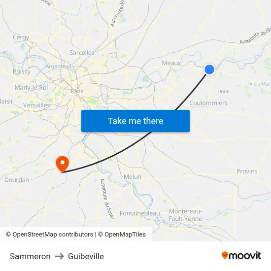 Sammeron to Guibeville map