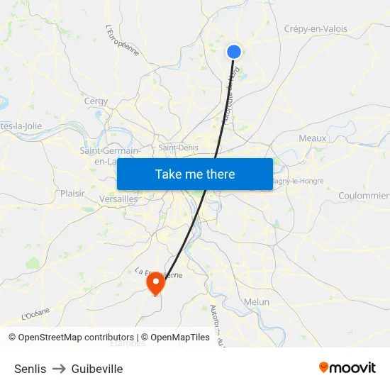 Senlis to Guibeville map