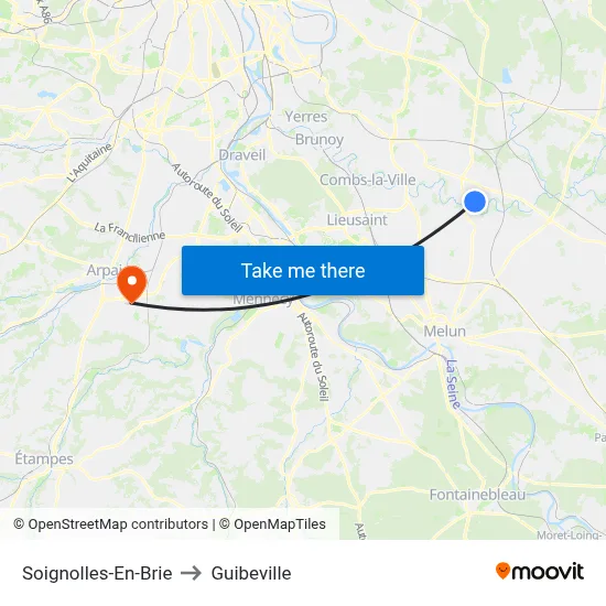 Soignolles-En-Brie to Guibeville map