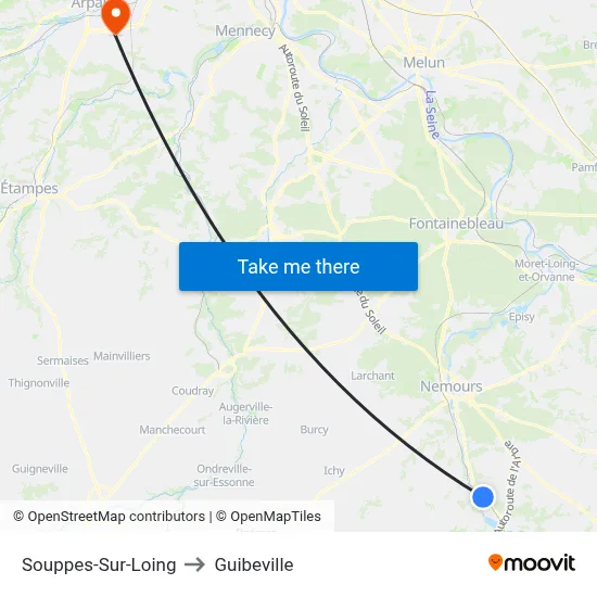 Souppes-Sur-Loing to Guibeville map