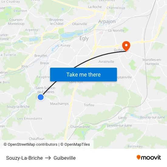 Souzy-La-Briche to Guibeville map