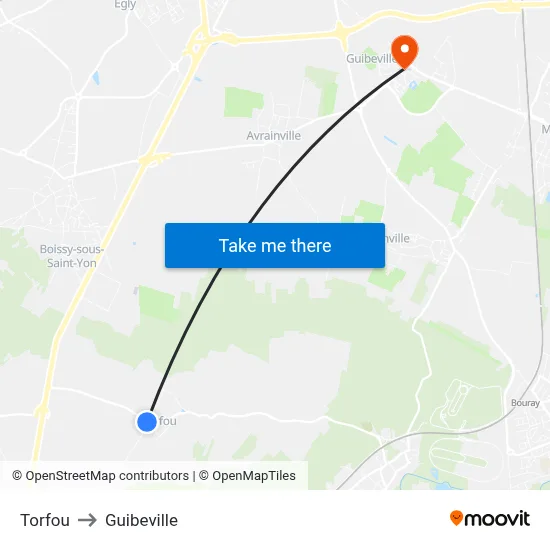 Torfou to Guibeville map