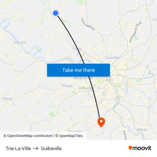 Trie-La-Ville to Guibeville map
