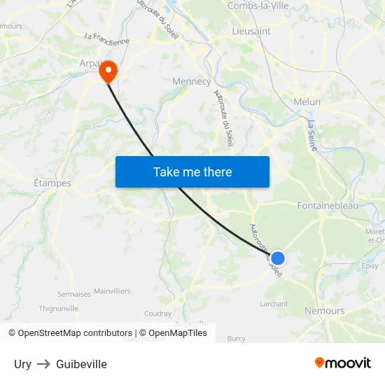 Ury to Guibeville map