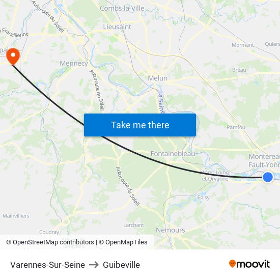 Varennes-Sur-Seine to Guibeville map