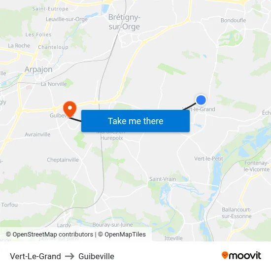 Vert-Le-Grand to Guibeville map