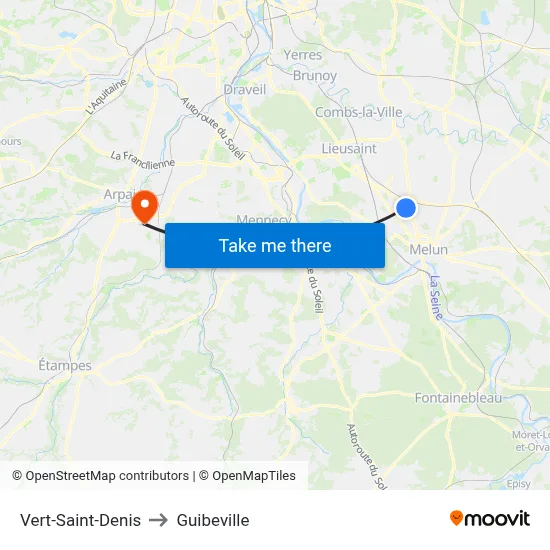 Vert-Saint-Denis to Guibeville map