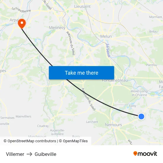 Villemer to Guibeville map