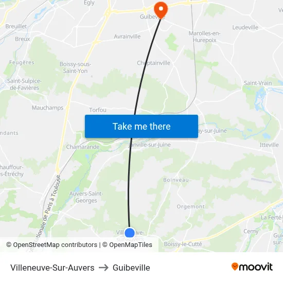 Villeneuve-Sur-Auvers to Guibeville map