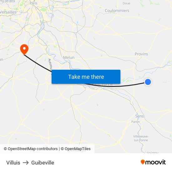 Villuis to Guibeville map