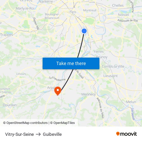 Vitry-Sur-Seine to Guibeville map
