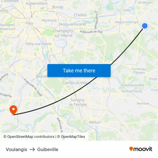 Voulangis to Guibeville map