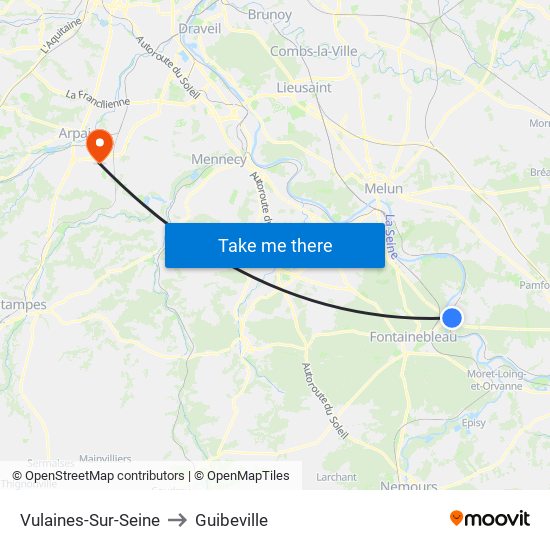 Vulaines-Sur-Seine to Guibeville map
