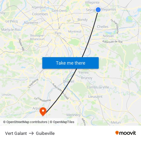 Vert Galant to Guibeville map
