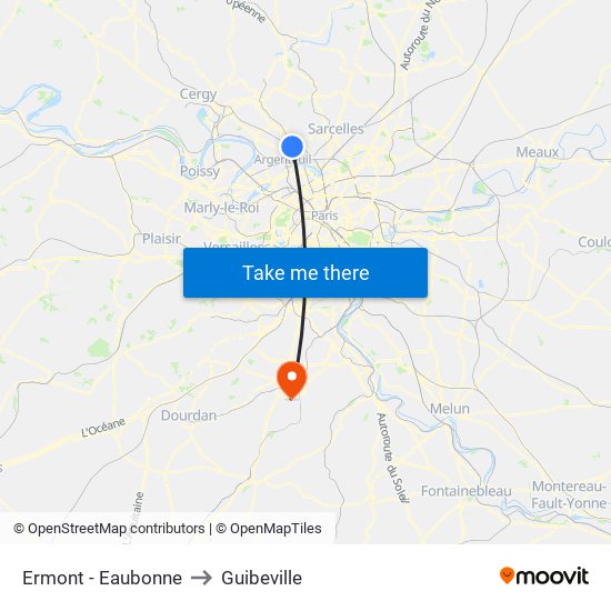 Ermont - Eaubonne to Guibeville map