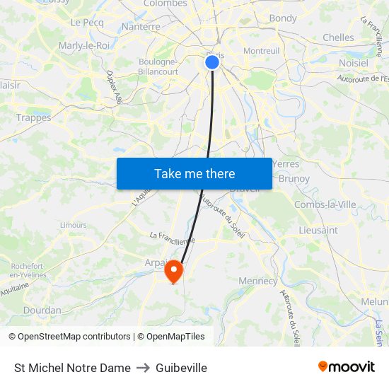 St Michel Notre Dame to Guibeville map