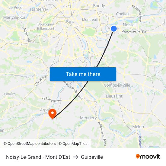 Noisy-Le-Grand - Mont D'Est to Guibeville map