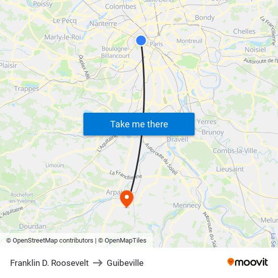 Franklin D. Roosevelt to Guibeville map