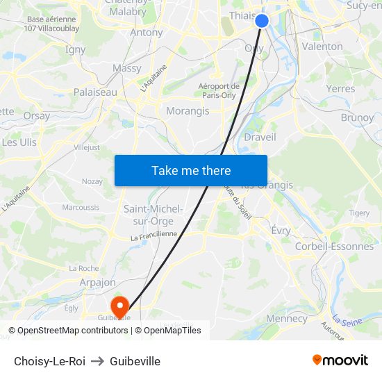Choisy-Le-Roi to Guibeville map