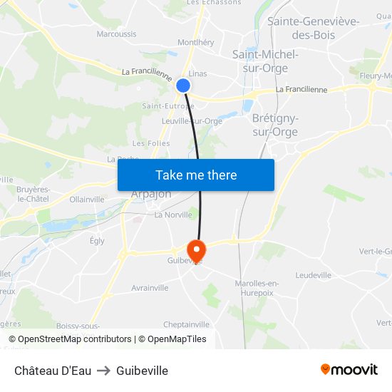 Château D'Eau to Guibeville map