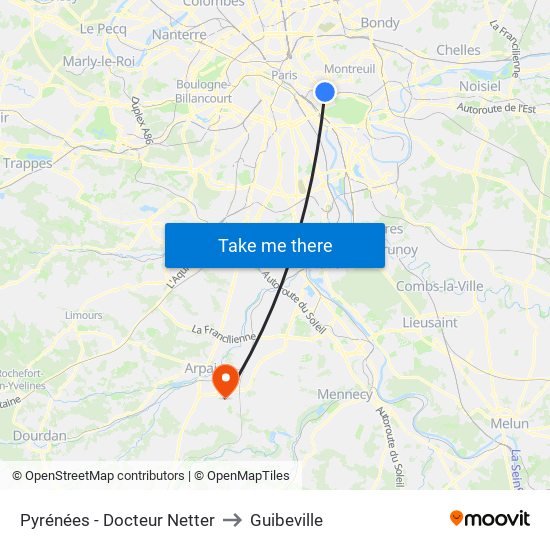 Pyrénées - Docteur Netter to Guibeville map