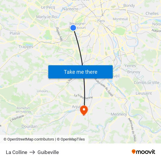 La Colline to Guibeville map