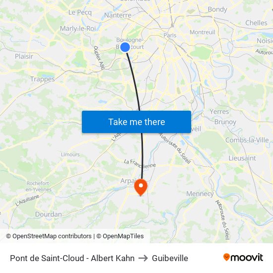 Pont de Saint-Cloud - Albert Kahn to Guibeville map