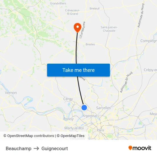 Beauchamp to Guignecourt map