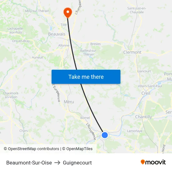 Beaumont-Sur-Oise to Guignecourt map