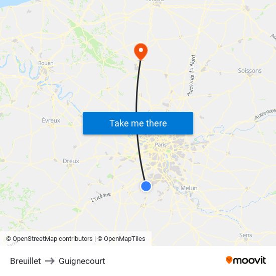 Breuillet to Guignecourt map