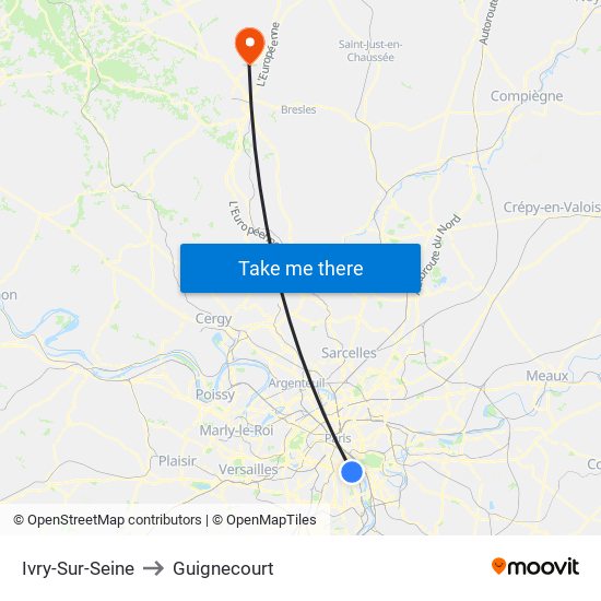 Ivry-Sur-Seine to Guignecourt map