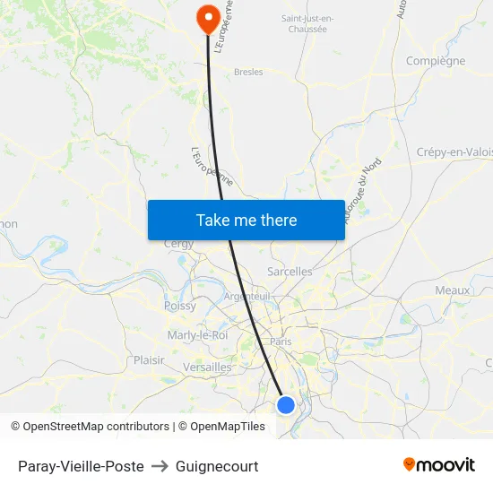 Paray-Vieille-Poste to Guignecourt map